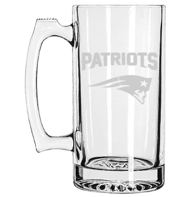 New England Patriots Football Beer Mug, Custom Etched Super Bowl, Sports