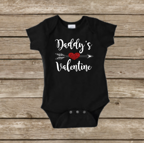 Daddy’s Valentine, Baby Girl Onesie Shirt, Happy Valentine’s Day