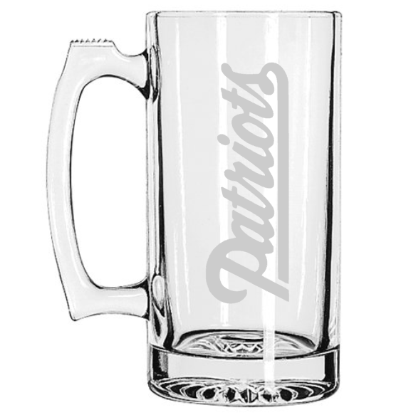 New England Patriots Football Beer Mug, Custom Etched Super Bowl, Sports