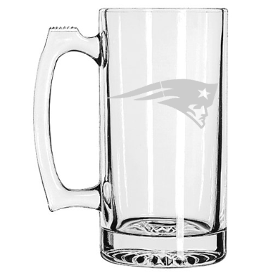New England Patriots Football Beer Mug, Custom Etched Super Bowl, Sports