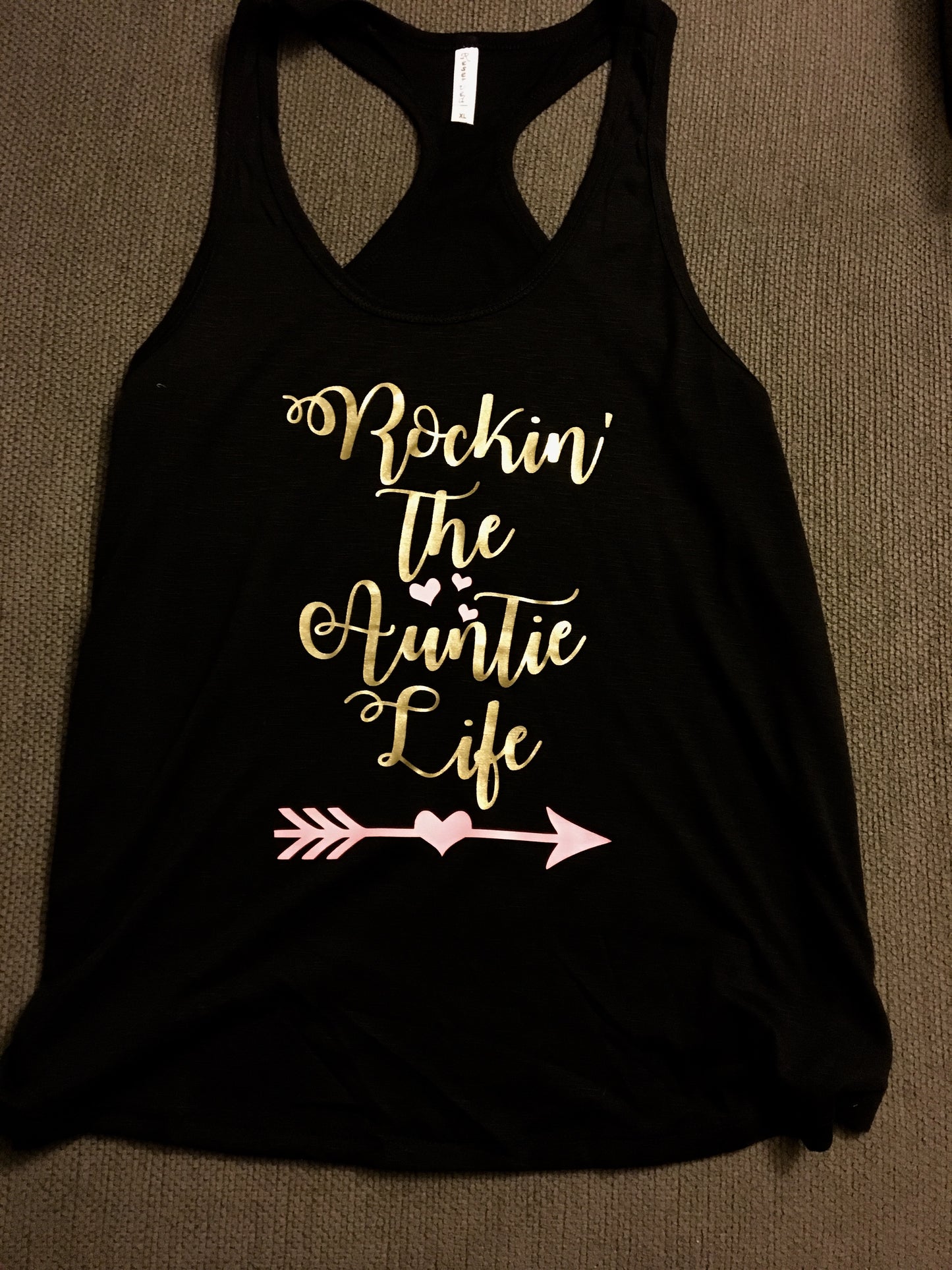 Rockin the Auntie Life, Women’s Tank Top, Pink & Gold