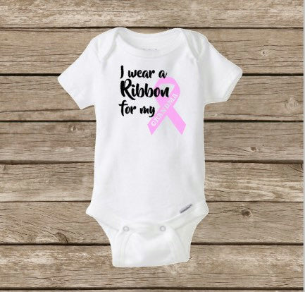 Breast Cancer Awareness Baby Onesie, Pink Ribbon