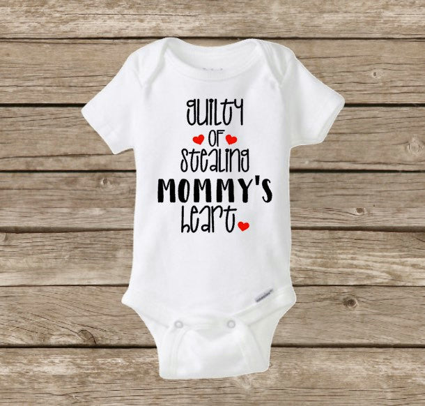 Valentine's Day Onesie, Guilty of Stealing Mommy's Heart, Heartbreaker, Baby Onesie, My First Valentine's Day, Baby Boy