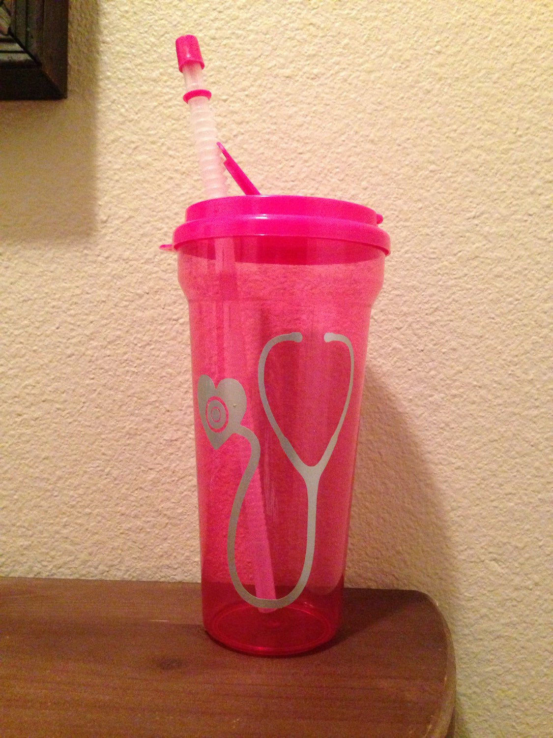 Nurse Stethoscope Water Bottle Tumbler Cup Heart Custom Drinkware