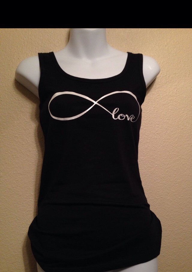Infinity Love Tank Top, Women's Glitter Sparkly Shirt