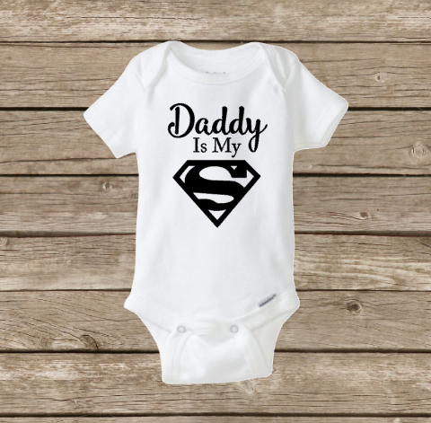 Daddy Is My Superhero Superman Baby Onesie, Baby Shower, Father’s Day
