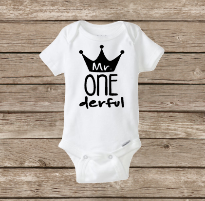 Mr ONE derful Baby Onesie, Birthday Boy, My First Birthday, Baby Boy First Birthday Shirt
