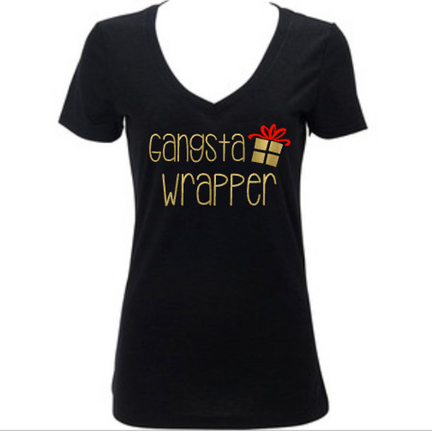 Gangsta Wrapper, Women’s Funny Holiday Christmas Shirt