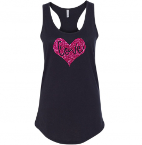 Women’s LOVE Shirt, Tank Top, Valentine’s Day, Glitter