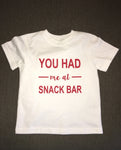 You Had Me At Snack Bar, Kids Funny Sports Shirt