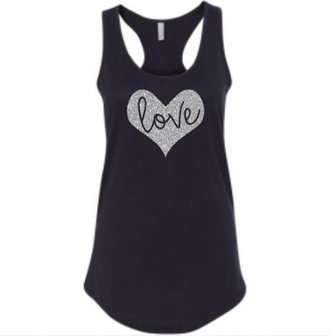 Women’s LOVE Shirt, Tank Top, Valentine’s Day, Glitter