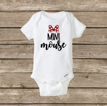 Mini Mouse Baby Girl Onesie, Mommy and Daughter Shirt Set