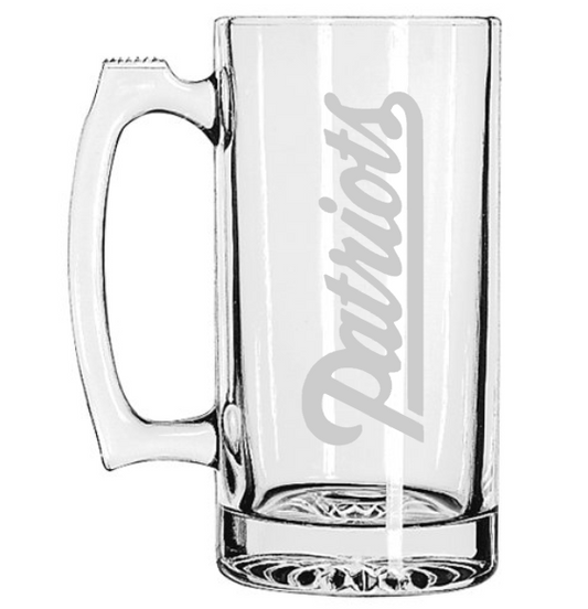 New England Patriots Football Beer Mug, Custom Etched Super Bowl, Sports