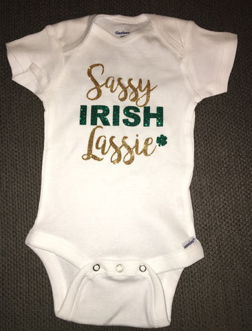 Sassy Irish Lassie, St Patrick’s Day Baby Girl Onesie