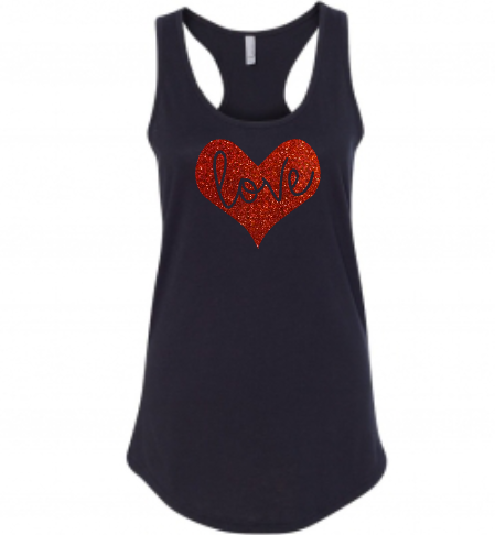 Women’s LOVE Shirt, Tank Top, Valentine’s Day, Glitter