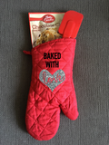 Baked With Love, Glitter Heart, Personalized Kitchen Oven Mitt
