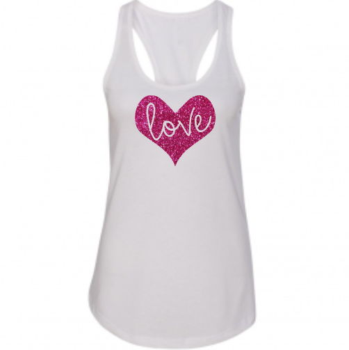 Women’s LOVE Shirt, Tank Top, Valentine’s Day, Glitter