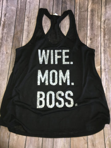 Wife Mom Boss, Women’s Racerback Tank Top
