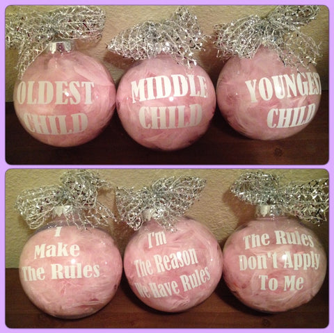 Sister Sibling Christmas Ornaments, Gift for Girls, Pink Tree Decor