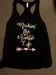 Rockin the Auntie Life, Women’s Tank Top, Pink & Gold