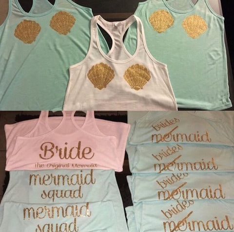 Mermaid Shells Bachelorette Tank Tops, Bride Bridesmaid, Women’s Shirt
