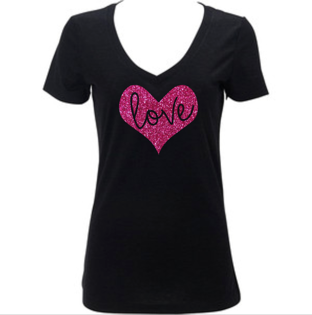 Women’s LOVE Shirt, Tank Top, Valentine’s Day, Glitter