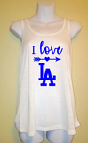 I Love LA, Women’s Dodgers Tank Top, Los Angeles Go Blue Baseball