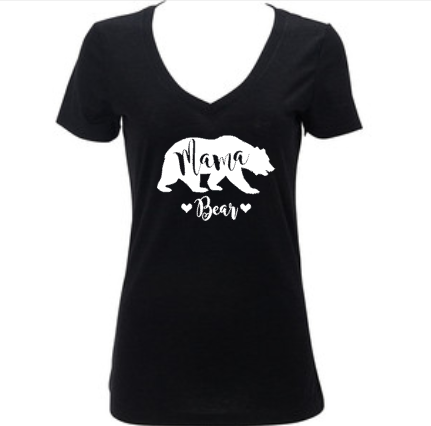 Mama Bear Women's Vneck Shirt, Mother's Day Gift, Gift for Mom, New Mommy, Baby Shower