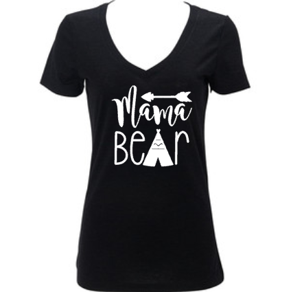 Mama Bear Women's Vneck Shirt, Gift for Mom, New Mom, Baby Shower Gift, Mother's Day