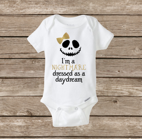 I'm a Nightmare Dressed as a Daydream Baby Girl Onesie, Halloween