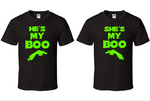 Couples Halloween Shirts, Men's Women's, He's My Boo, She's My Boo, Zombie