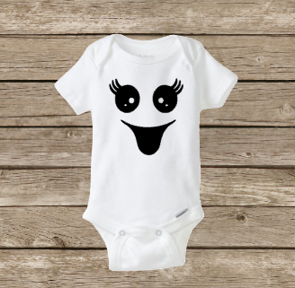 Girls Halloween Baby Onesie, Cute Friendly Ghost, First Halloween