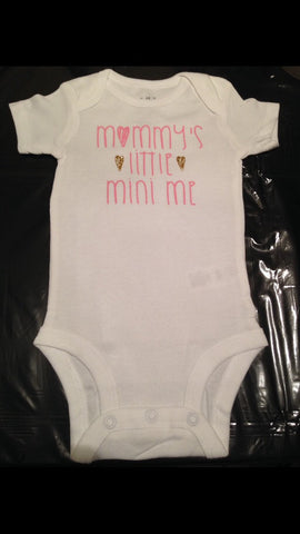 Mommy's Little Mini Me, Baby Girl Onesie, Pink and Gold