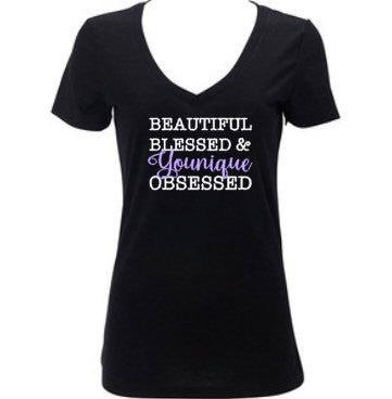 Women’s Younique Shirt, Beautiful Blessed and Younique Obsessed
