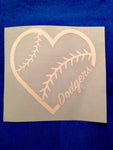 Dodgers Decal, Dodgers Heart Sticker Decal, Los Angeles Dodgers, I Love The Dodgers, Car Decal, Los Doyers, LA Decal