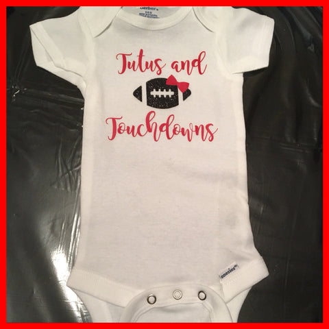Tutus and Touchdowns, Baby Girl Football Onesie, Sports, Little Sister, Girl Shirt