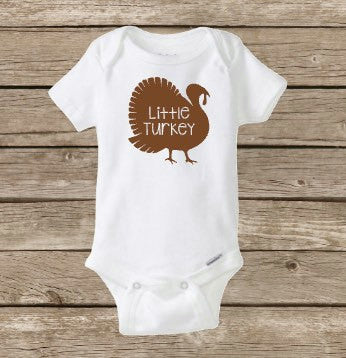 Little Turkey, Happy Thanksgiving, Fall Baby Onesie, Thanksgiving Onesie, Baby Shower