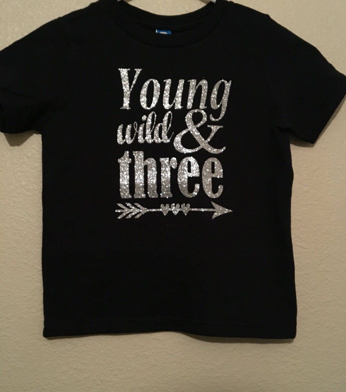 Young Wild & Three Shirt | Girl Shirt Birthday Shirt | Pink Glitter | Happy Birthday | Girl Clothing