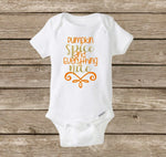 Pumpkin Spice and Everything Nice Baby Girl Onesie, Fall Halloween Baby