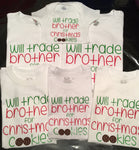 Will Trade Brother, Will Trade Sister for Christmas Cookies, Funny Kids Christmas Shirts, Siblings