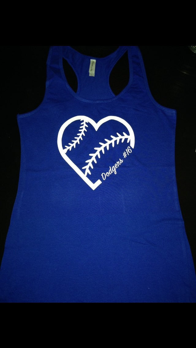 I Love The Dodgers Heart Tank/ LA Go Blue/ Los Doyers/ Baseball