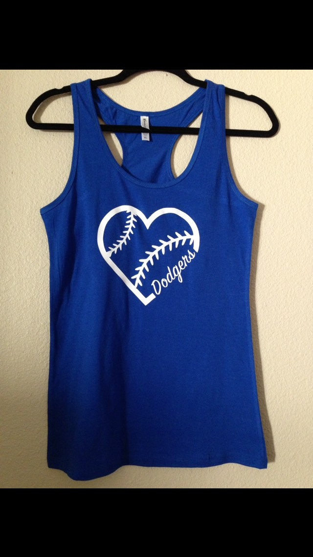 I Love The Dodgers Heart Tank/ LA Go Blue/ Los Doyers/ Baseball