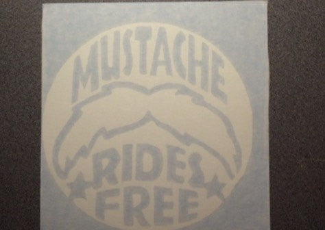 Mustache Rides Free Sticker Decal, Funny Vinyl Sticker Decal for Car