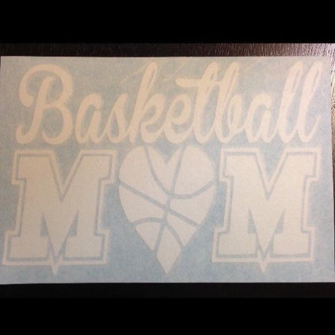 Basketball Mom Heart Decal, Basketball Car Sticker Decal