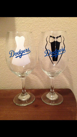 Dodgers Wedding Wine Glass SET of 2, Wedding Gift, Baseball