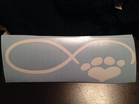 INFINITY PAW Sticker Decal | Dog Sticker Decal | Cat Sticker Decal | Car Vinyl Sticker Decal | Animals Pets Love Heart | 4 Paws