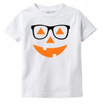 Kids Halloween Shirt Pumpkin Face with Glasses, Baby Toddler Tee