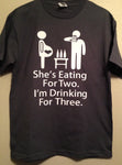 She's Eating For Two, I'm Drinking For Three. Men's pregnancy shirt