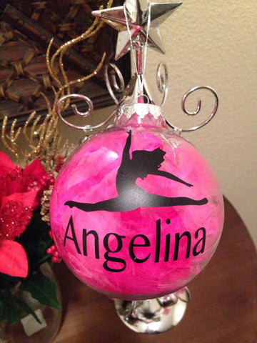 CHRISTMAS Ornament, Dance Cheer Ballerina Ballet Ornament, Pink Hot Pink