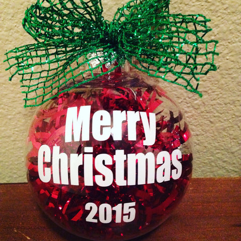Christmas Ornament 2017, MERRY CHRISTMAS, Red Christmas Ornament, Tree Decor Bulb